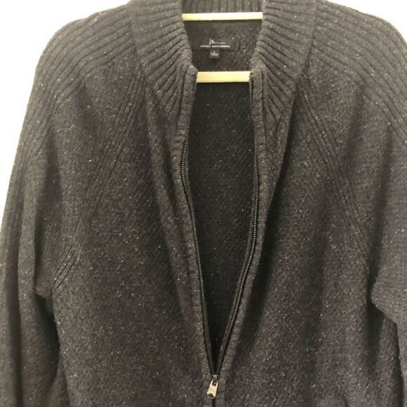 Marc Anthony M Zip Up Heather Gray WOOL Blend Knitted Pockets Men's Sweater - Picture 10 of 12